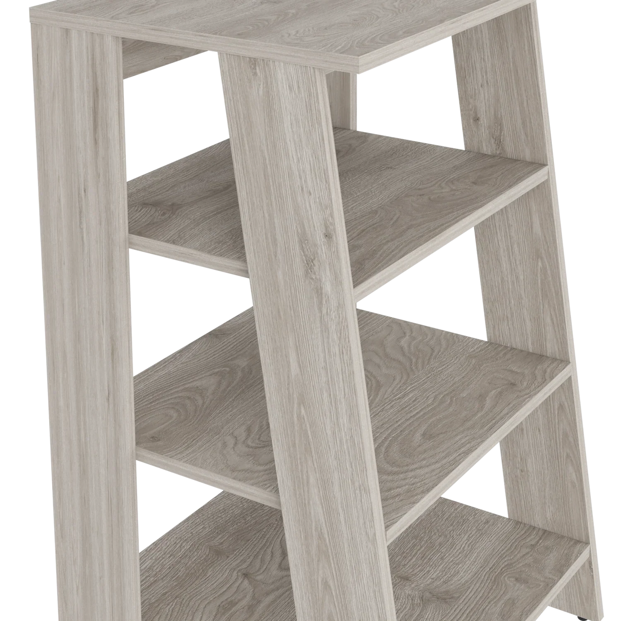Ladder Bookcase Modern Four-Tier Wood Shelving Light Gray - Furniture Home Direct
