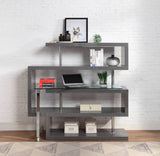 Buck II - Clear Glass, Chrome High Gloss Writing Desk With Shelf - Furniture Home Direct