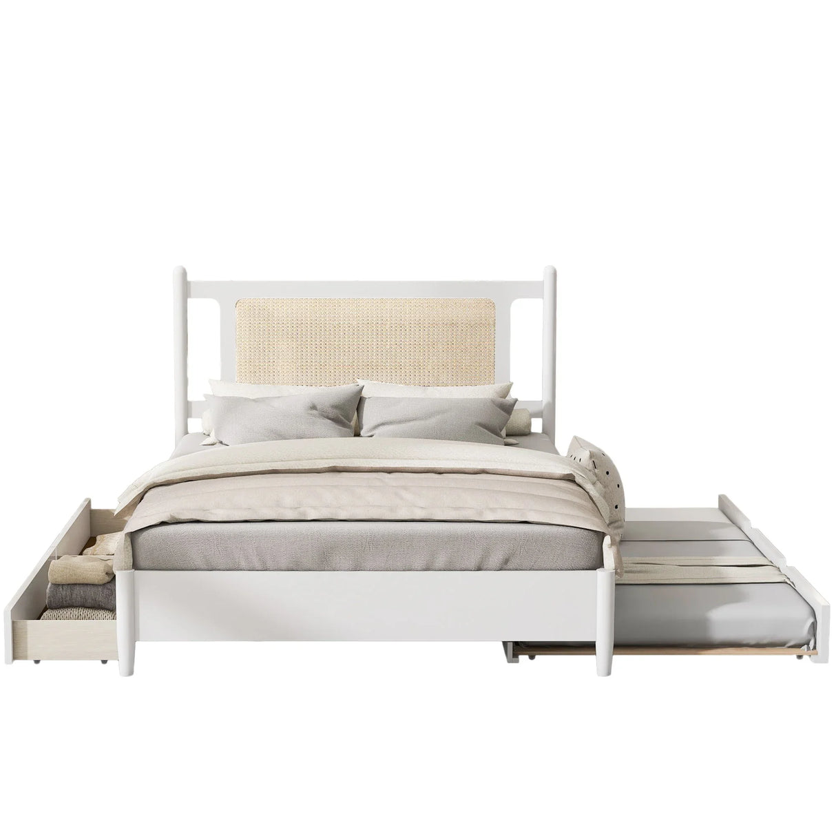 Platform Bed With 2 Big Drawers & Trundle - Furniture Home Direct