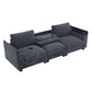 Sectional With Bluetooth Speaker Comfy Cloud Couch Set With Drop Down Table Cup Holders, USB Charger Storage Armrest Wide Seat Sofa - Furniture Home Direct