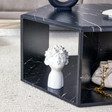 Coffee Table Hexagonal Textured Marble Look Accent Black - Furniture Home Direct