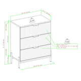 Mid-Century 3 Drawer Chest With Reeded Drawer Fronts - Furniture Home Direct