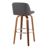 Toriano - Mid Century Modern Fixed Height, Barstool With Swivel With Round Footrest (Set of 2) - Furniture Home Direct