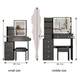 Vanity Desk With Cushioned Stool Lighted Mirror Black - Furniture Home Direct