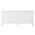 Modern Wood Sideboard Cabinet With Carved Door Panels, Adjustable Shelves, And Sturdy Metal Legs - Furniture Home Direct