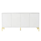 Modern Wood Sideboard Cabinet With Carved Door Panels, Adjustable Shelves, And Sturdy Metal Legs - Furniture Home Direct
