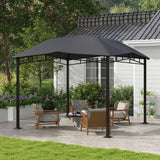 Outsunny - 10' x 10' Soft Top Patio Gazebo Outdoor Canopy With Unique Geometric Design Roof, All-Weather Steel Frame - Gray - Furniture Home Direct