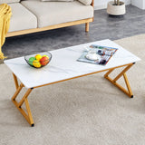 Modern Rock Slab Coffee Table With Metal Legs - Furniture Home Direct