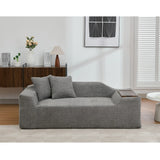 2 Piece Boucle Cloud Living Room Set with 2 Trays - Dark Gray - Furniture Home Direct