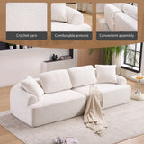 Compression Sofa: 4 Seater Combined Sofa, Crochet Yarn Fabric, Full Sponge Compression Sofa, Combined Sofa With 4 Pillows For Home Living / Home Furniture / Apartment - Beige - Furniture Home Direct