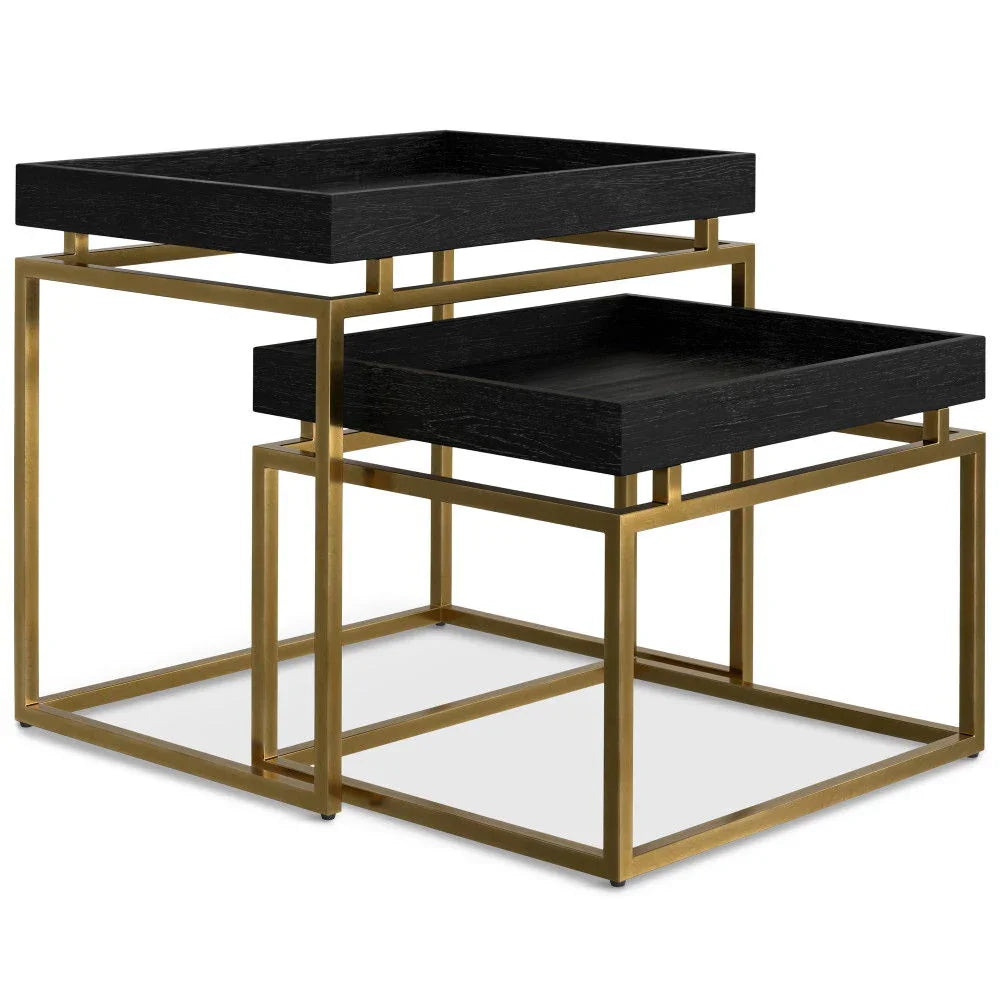 Macy - 2 Pieces Nesting Table - Black / Gold - Furniture Home Direct