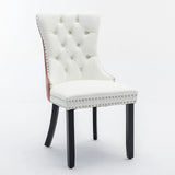 Nikki - Modern, High-End Tufted Solid Wood Contemporary PU And Velvet Upholstered Dining Chair With Wood Legs Nailhead Trim (Set of 2) - Furniture Home Direct