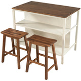 Kitchen Island Set With Stools 45 Inch Top Walnut Off White - Furniture Home Direct
