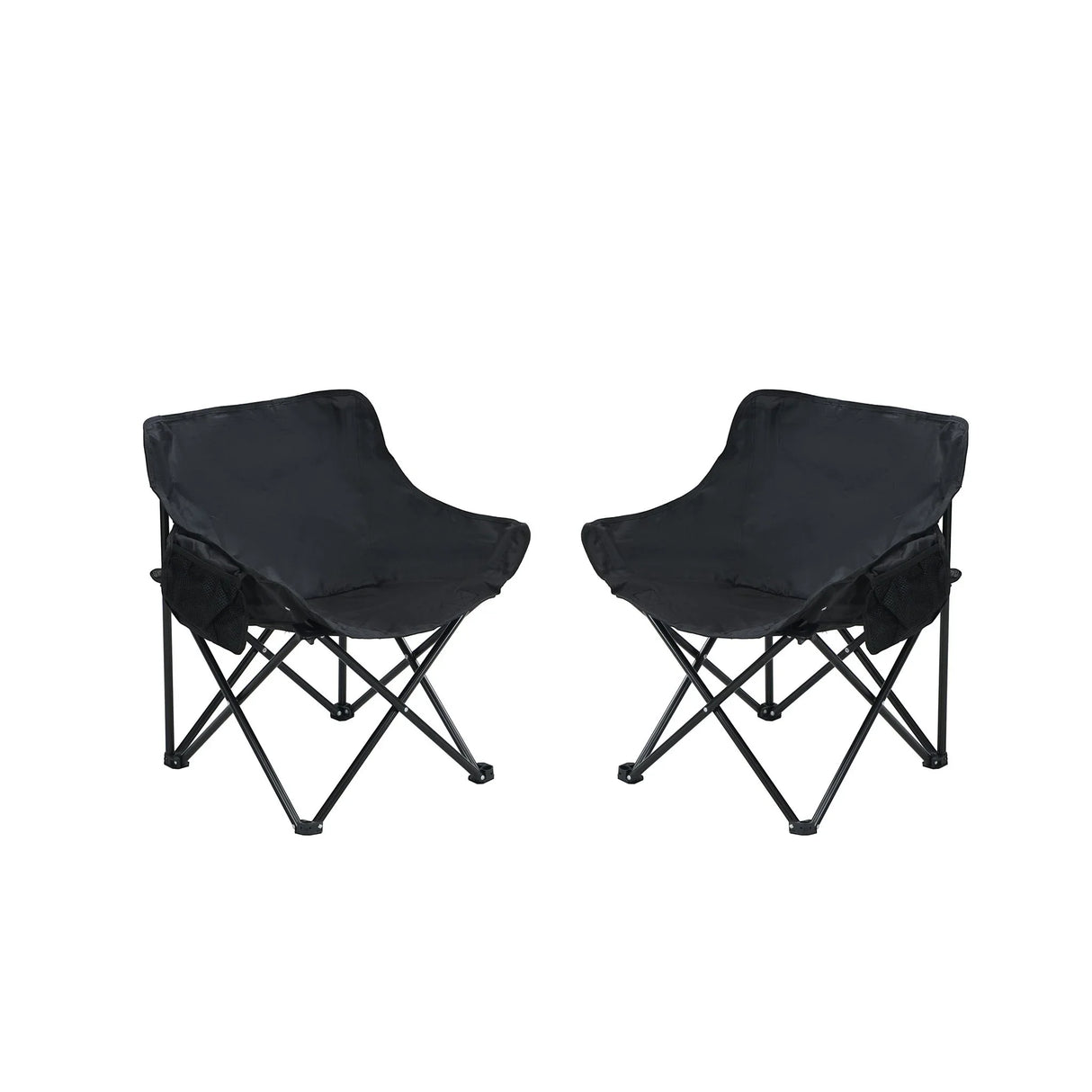 2 Pieces Outdoor Camping Chairs Folding / Portable, Comfortable Seating, Durable Steel Fram - Furniture Home Direct
