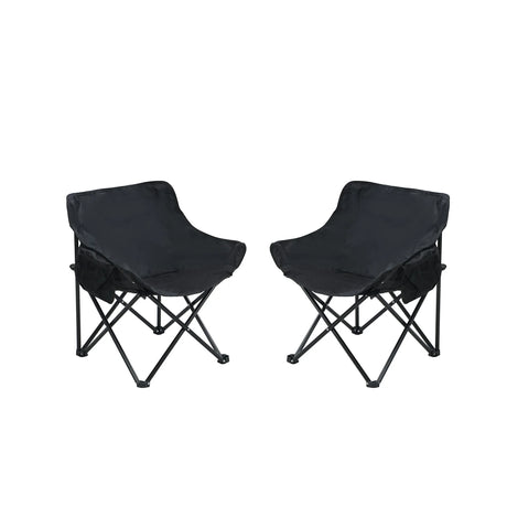 2 Pieces Outdoor Camping Chairs Folding / Portable, Comfortable Seating, Durable Steel Fram - Furniture Home Direct