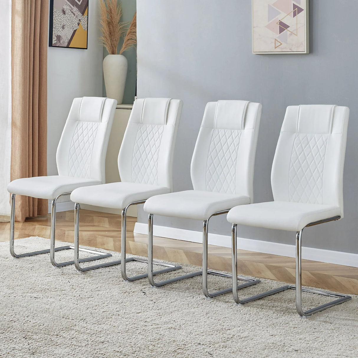 Modern Dining Chairs With Padded Seat, Metal Legs - Furniture Home Direct