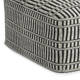 Safford - Square Woven Outdoor / Indoor Pouf - Black / White - Furniture Home Direct