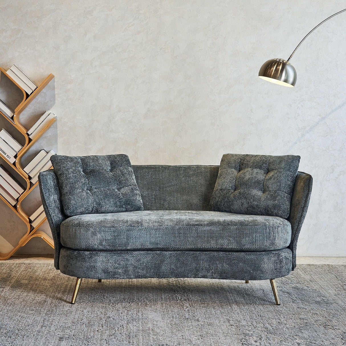 Loveseat Sofa, Upholstered Couch With Metal Legs - Furniture Home Direct