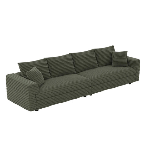 Plush Corduroy 4 Seat Sofa, Modern Comfy Upholstered Sofa Cloud Couch, Deep Seat Couches With Soft Pillows - Furniture Home Direct