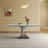 Modern Rectangular Dining Table For 6 - 8, Plated Hourglass Base - Furniture Home Direct