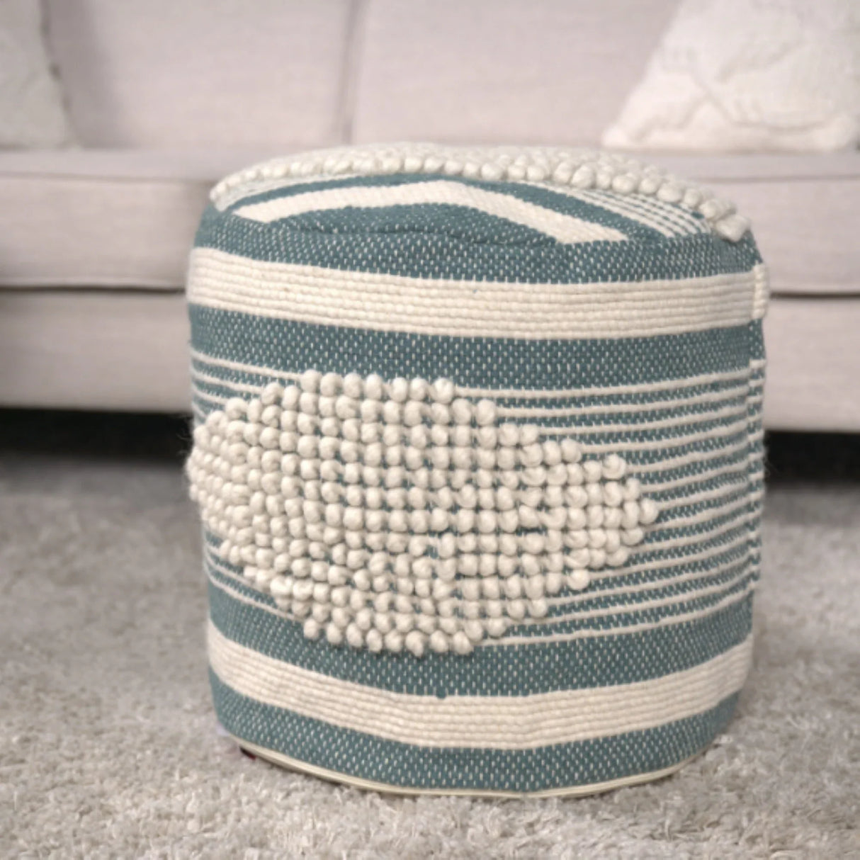 Diamond - Handcrafted Cylindrical Pouf - Furniture Home Direct