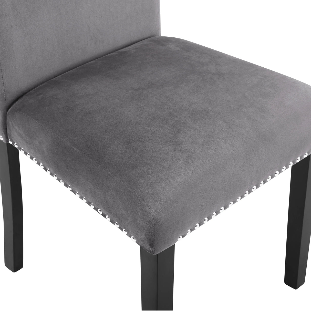 Dining Set Round Marble Table With Velvet Chairs Gray - Furniture Home Direct