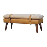 Boucle Leather Bench - Tan - Furniture Home Direct