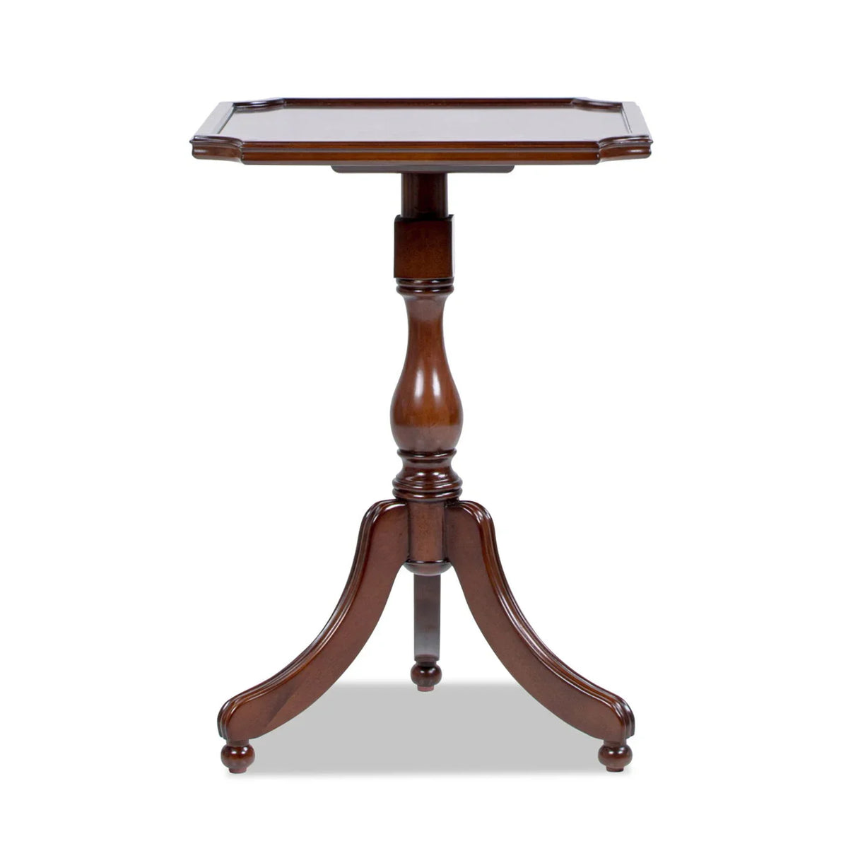 Mabel - Elegant Turned Pedestal Side Table - Rich Walnut Birch - Furniture Home Direct