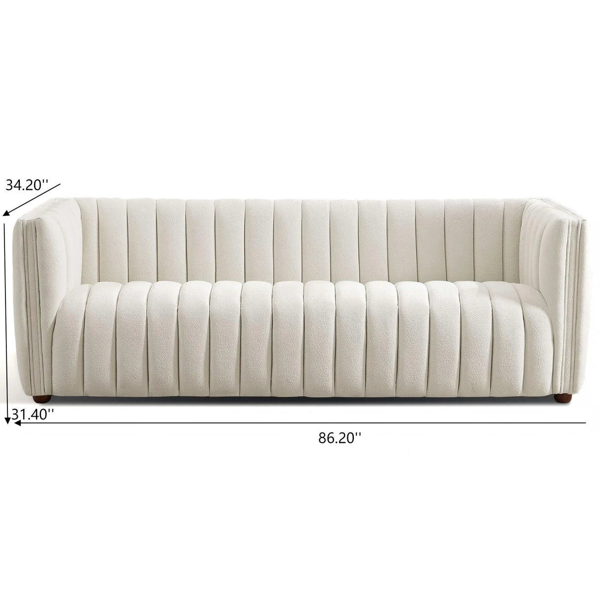 April - Mid-Century Modern Luxury Tight Back Boucle Couch - Furniture Home Direct