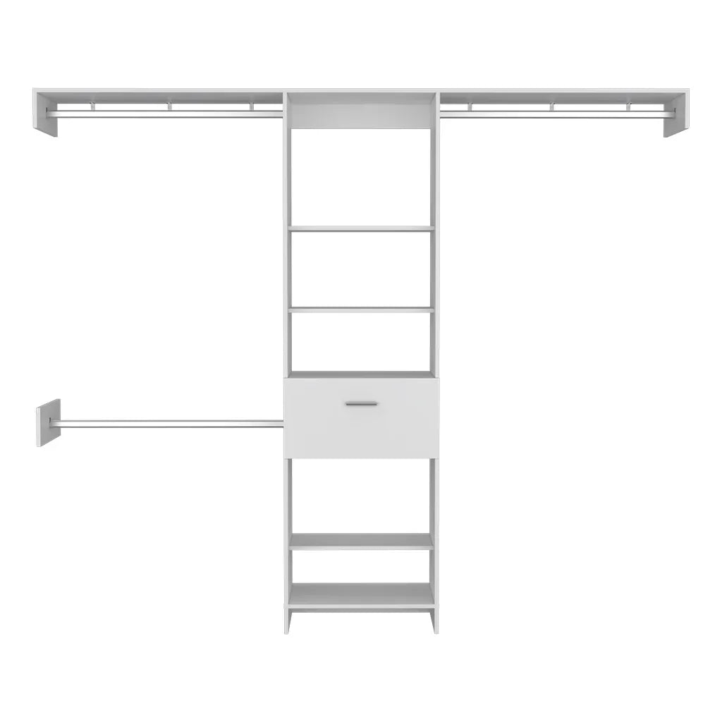 Closet System With Five Shelves Drawer Rods Bedroom White - Furniture Home Direct