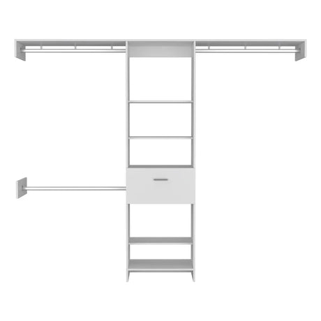 Closet System With Five Shelves Drawer Rods Bedroom White - Furniture Home Direct