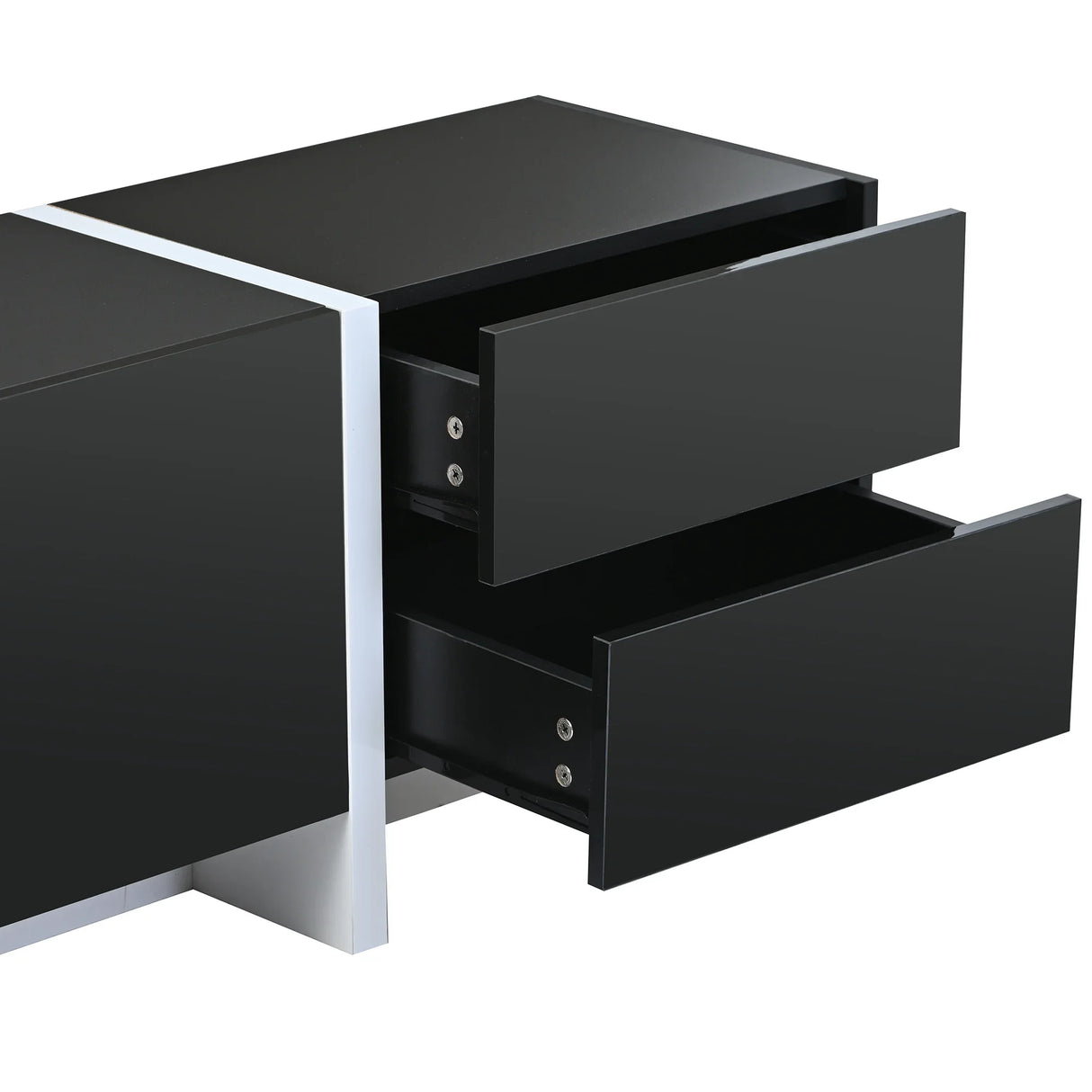 TV Stand High Gloss Console 74 Inch Length Modern Black - Furniture Home Direct