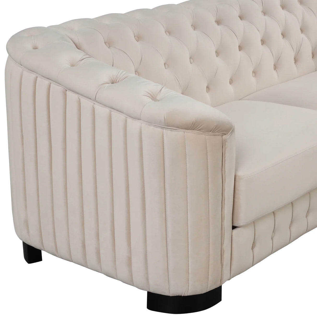 Modern 3-Piece Velvet Upholstered Living Room Set Including Sofa, Love Seat and Chair, Beige - Furniture Home Direct