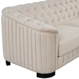 Modern 3-Piece Velvet Upholstered Living Room Set Including Sofa, Love Seat and Chair, Beige - Furniture Home Direct