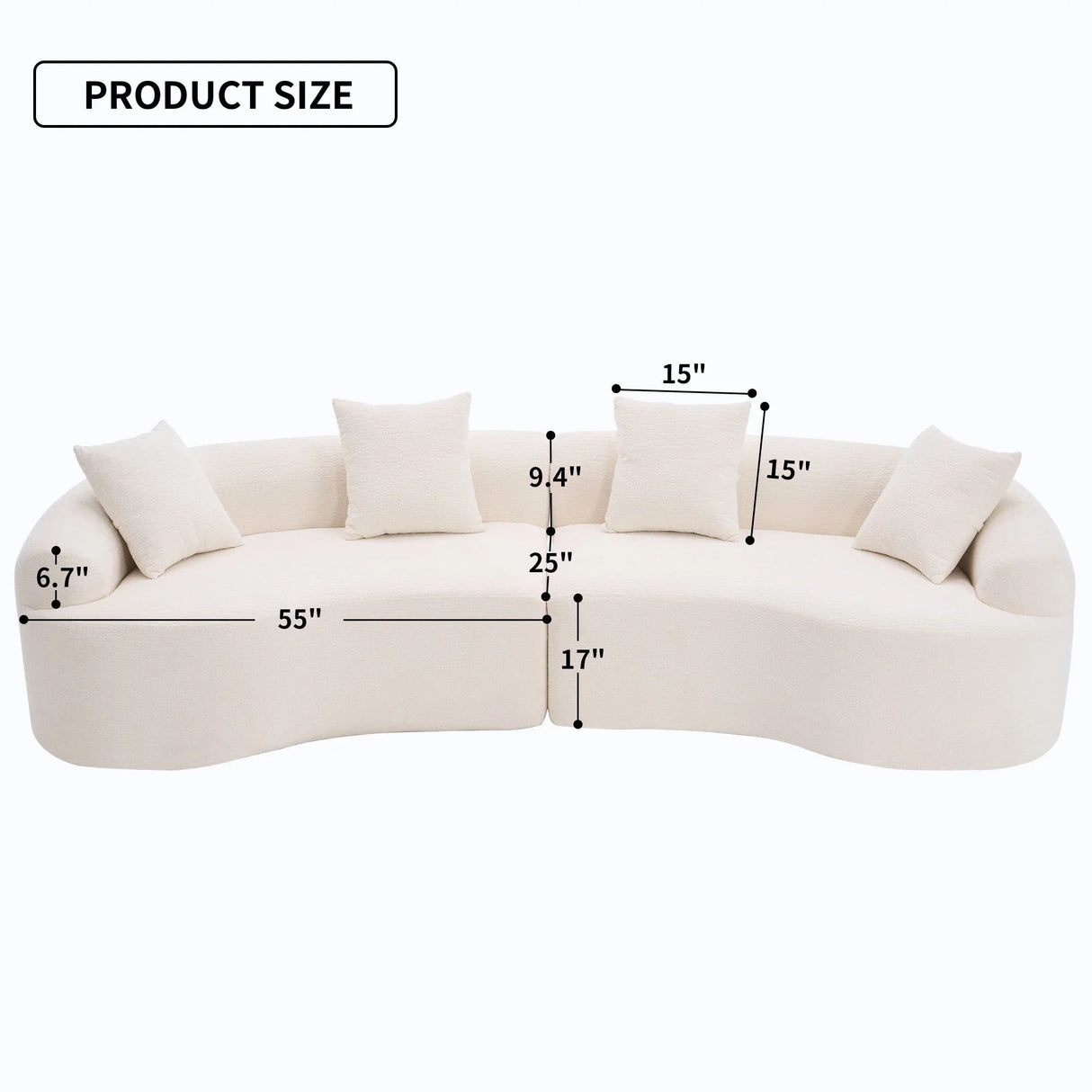 4 Seater Sofa With Chenille Fabric, 30D, 60 Hardness Full Sponge, 4 Pillow For Living Room, Home Furniture Sleeper Sectional Sofa For Apartment - Furniture Home Direct