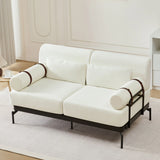 Modern Loveseat Sofa 2 Seater With USB Ports, Cylindrical Armrests - Furniture Home Direct
