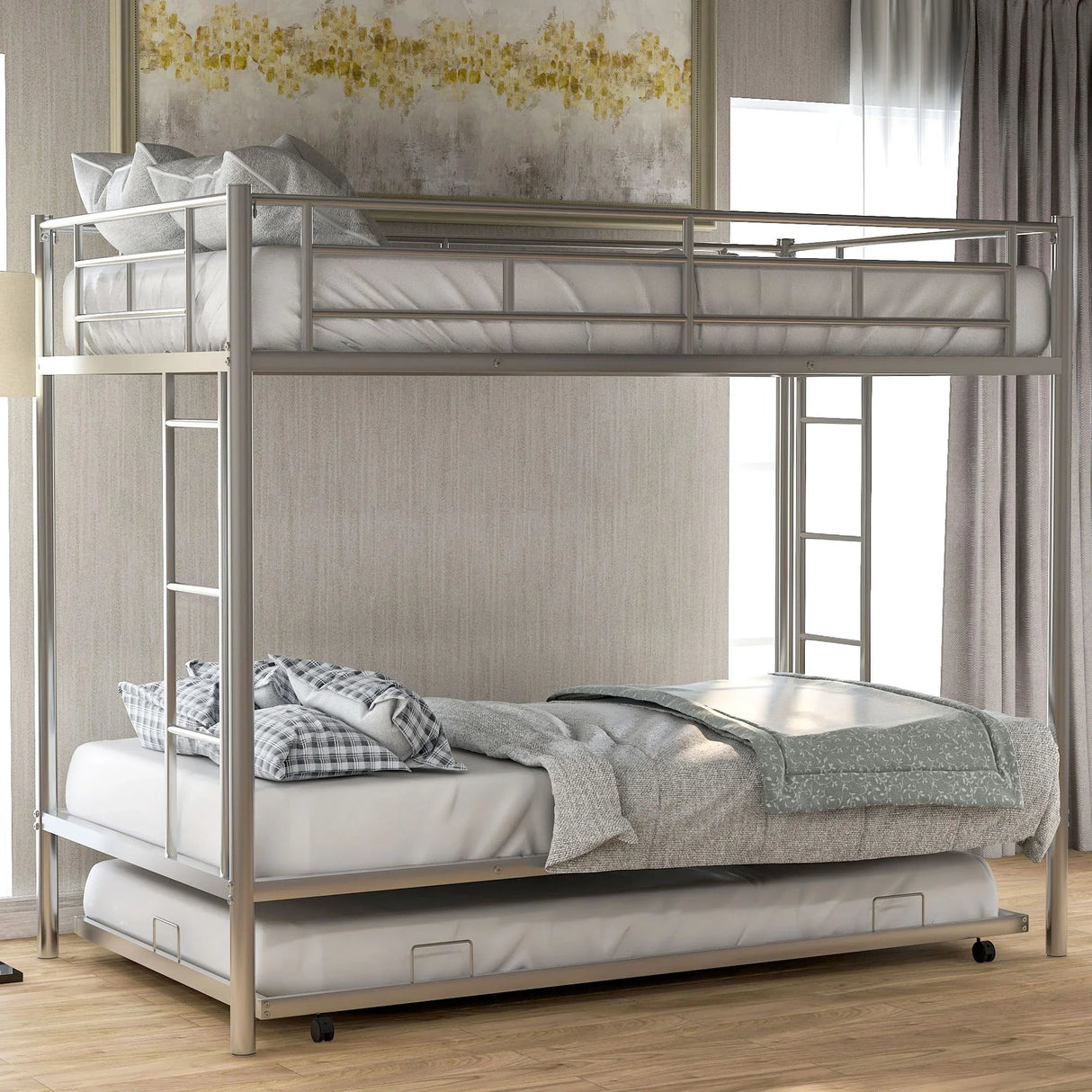 Twin Over Twin Bunk Bed With Trundle - Furniture Home Direct