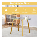 Dining Set Round Glass Table Six Faux Leather Chairs Black - Furniture Home Direct