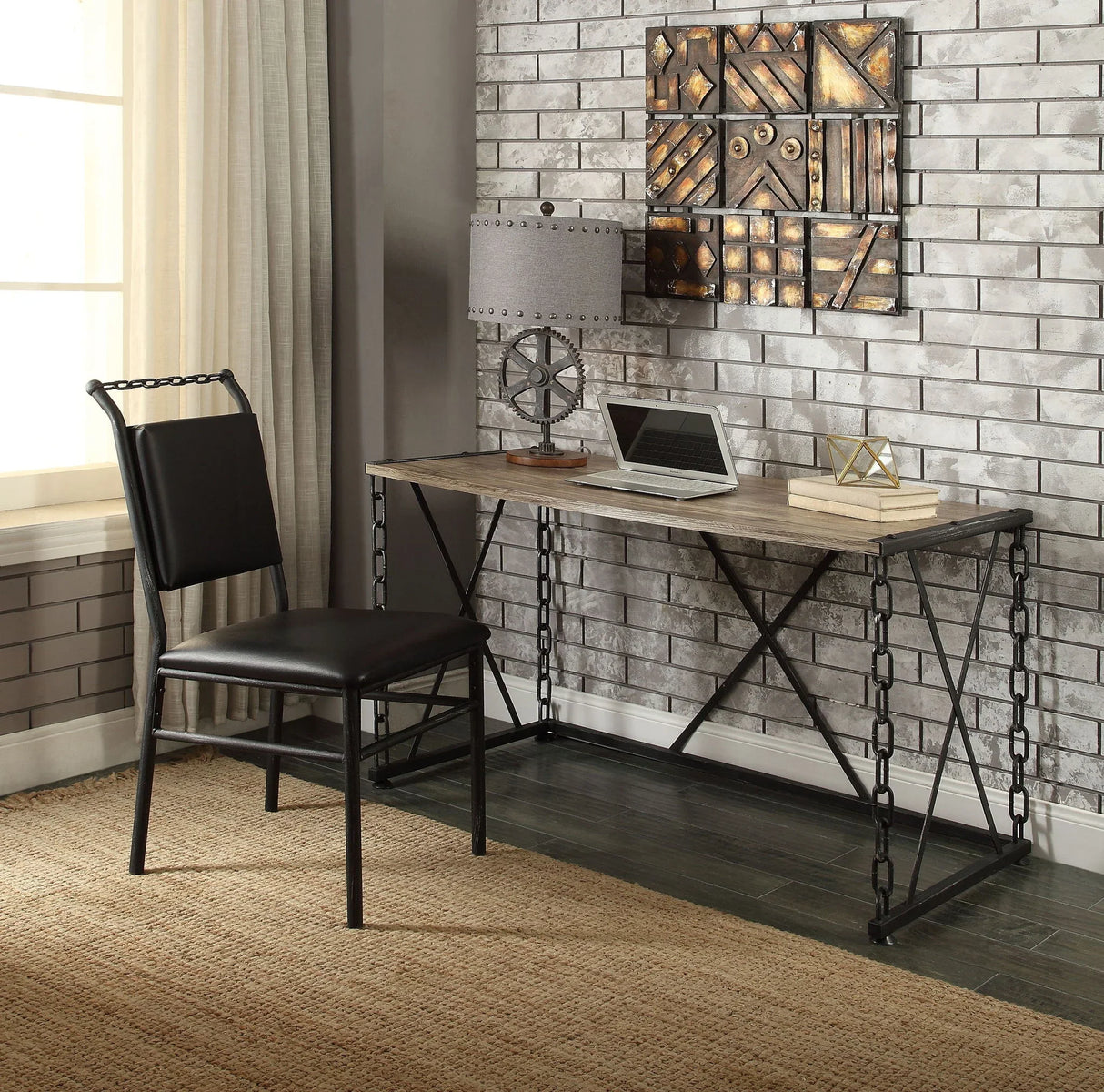 Jodie - Console Table - Rustic Oak / Antique Black - Furniture Home Direct