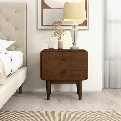 Alexa - Mid-Century Modern Style Night Stand - Brown - Furniture Home Direct