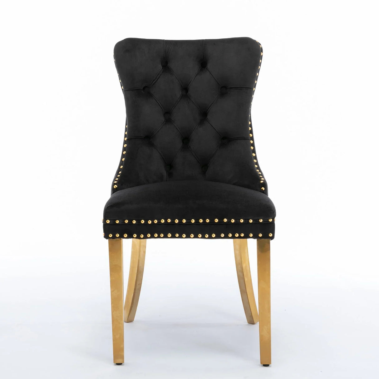 Nikki - Modern, High-End Tufted Solid Wood Contemporary Velvet Upholstered Dining Chair With Golden Stainless Steel Plating Legs, Nailhead Trim (Set of 2) - Furniture Home Direct