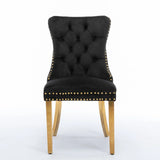 Nikki - Modern, High-End Tufted Solid Wood Contemporary Velvet Upholstered Dining Chair With Golden Stainless Steel Plating Legs, Nailhead Trim (Set of 2) - Furniture Home Direct