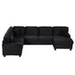 Upholstered U-Shaped Sectional Sofa With Movable Ottoman And Side Storage Pockets - Furniture Home Direct
