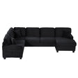Upholstered U-Shaped Sectional Sofa With Movable Ottoman And Side Storage Pockets - Furniture Home Direct