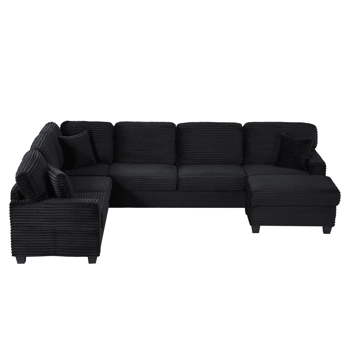 Upholstered U-Shaped Sectional Sofa With Movable Ottoman And Side Storage Pockets - Furniture Home Direct