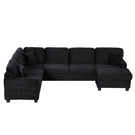 Upholstered U-Shaped Sectional Sofa With Movable Ottoman And Side Storage Pockets - Furniture Home Direct