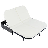Outdoor Wicker Double Chaise (Black Frame+Beige Cushion) - Furniture Home Direct