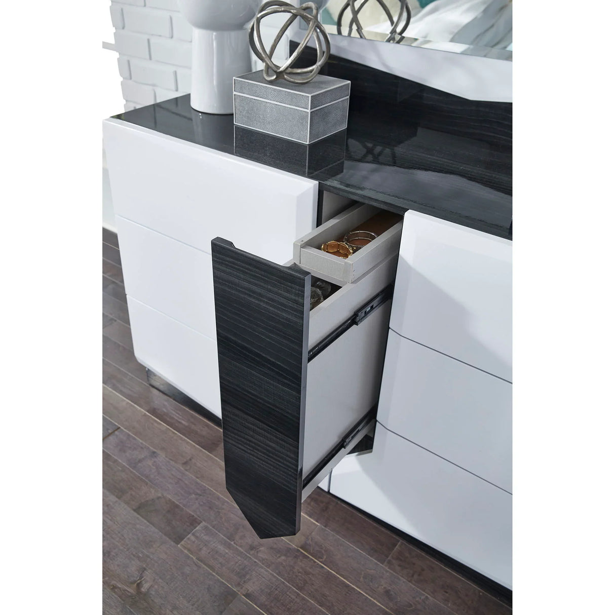 Vios - Zebra High Gloss Dresser - White - Furniture Home Direct