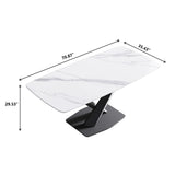 70.87" Modern Artificial Stone White Curved Black Metal Leg Dining Table, Can Accommodate 6-8 People - White / Black - Furniture Home Direct