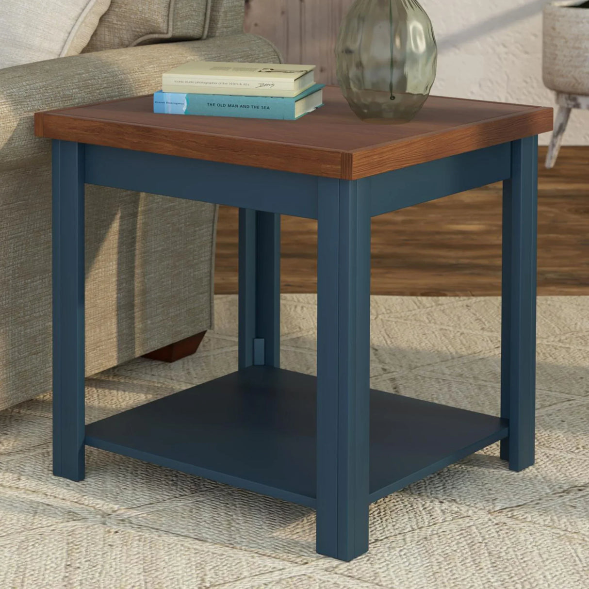 Nantucket - Side Table - Blue Denim, Whiskey - Furniture Home Direct